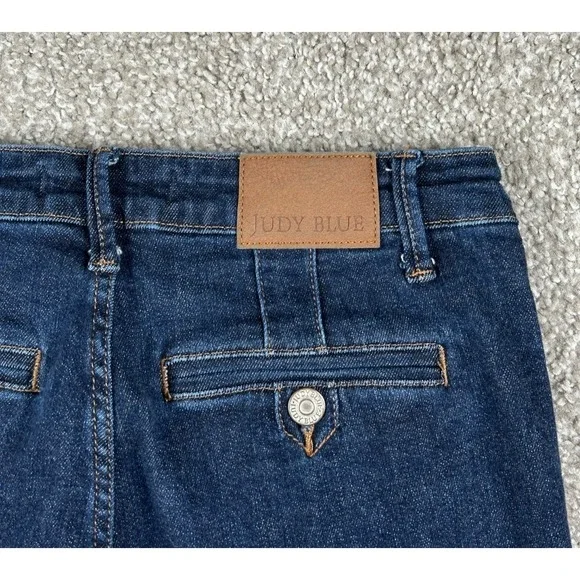 Judy Blue Jeans Womens 9/29 Blue Denim Wide Leg High Rise Crop Stretch *28x23.5 - Picture 11 of 12